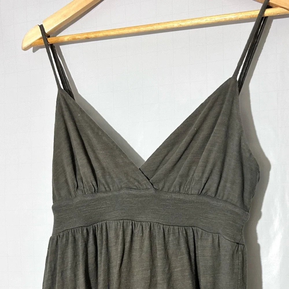 standard james perse maxi cotton casual summer olive green  dress empire waist - Picture 7 of 8